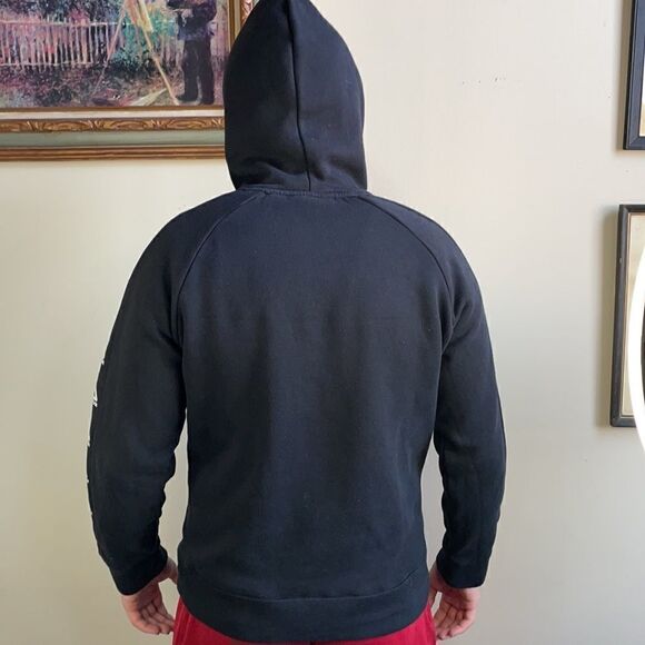Men’s Reebok Black Pullover Hoodie with Logos and Kangaroo Pocket (Medium) - Picture 9 of 16